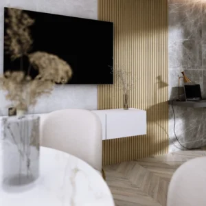 Lamela na stenu - OLMO zlatý a remeselný dub, čierna - 12,2 x 270 cm